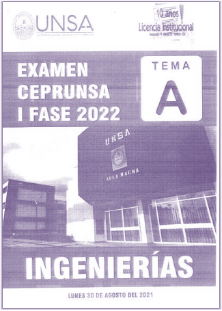  Examen de CEPRUNSA I FASE 2022, Área de ingenierías.